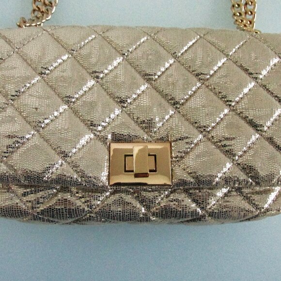 INC International Concepts Gold Metallic Crossbody Handbag - Picture 3 of 7